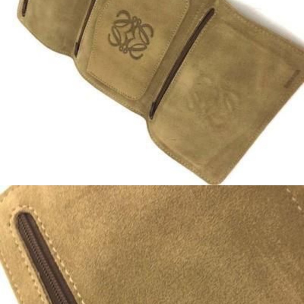 Loewe Tan Suede Travel Jewelry bag